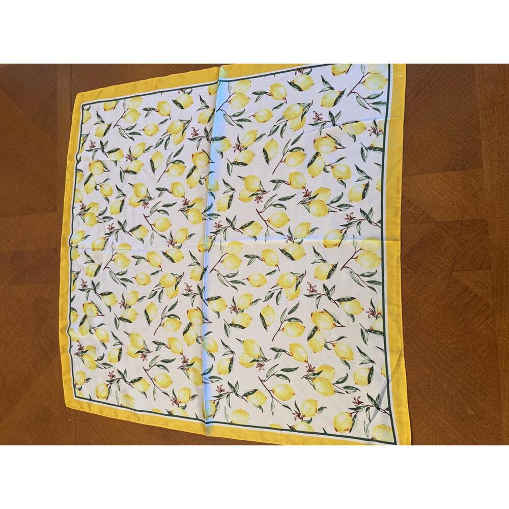 Yellow Lemon Print Square Scarf for Women - Picture 1 of 3
